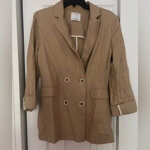 Bershka Tan Double-Breasted line type Blazer